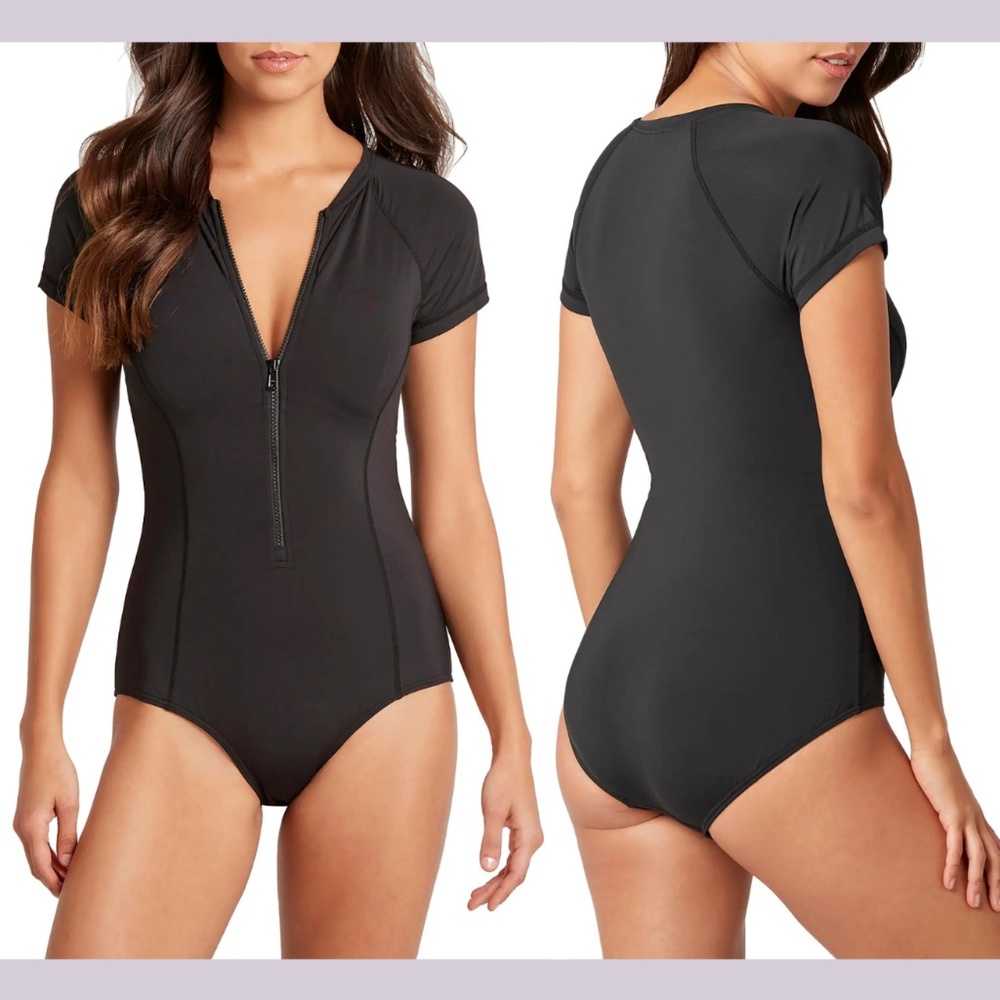 NEW $155 Sea Level [ 12 US ] Multifit Front Zip One Piece‎ Swimsuit in Black